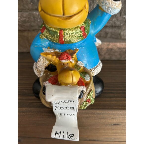 Vintage Moose Stocking Holder With Santa Hat & List Of Names Sam Kate Tina Mike - Picture 3 of 8